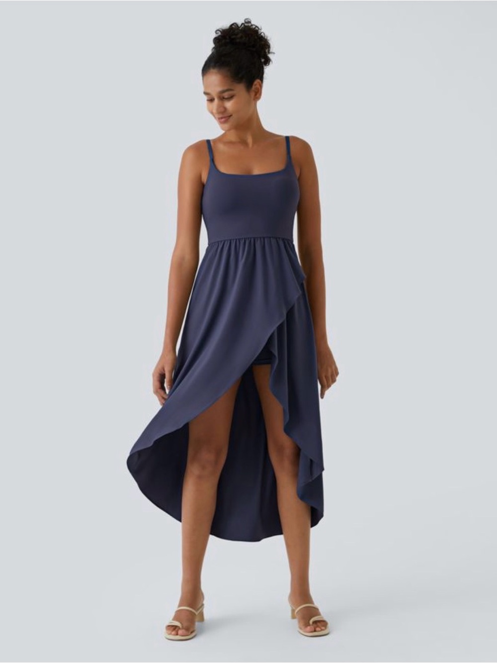 Halara Breezeful High Low Navy Blue Sleeveless Flowy Dress Size L